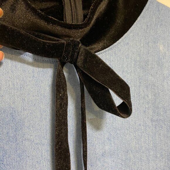 Valfré Two-Tone Blue Black Denim Velvet Women's Mini Dress Size L - Picture 4 of 6